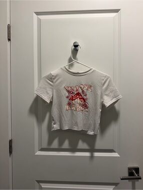 White 'Choose Happy' Graphic Crop Tee